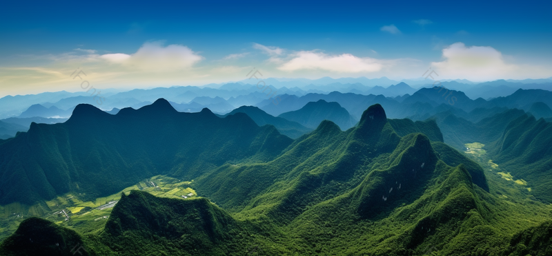 蓝天白云下绿葱葱的广阔大山风景,高清,摄影图,摄影图片,图片大全,摄影图免费下载